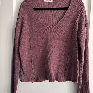 Project Social T V-Neck Sweater in Mauve